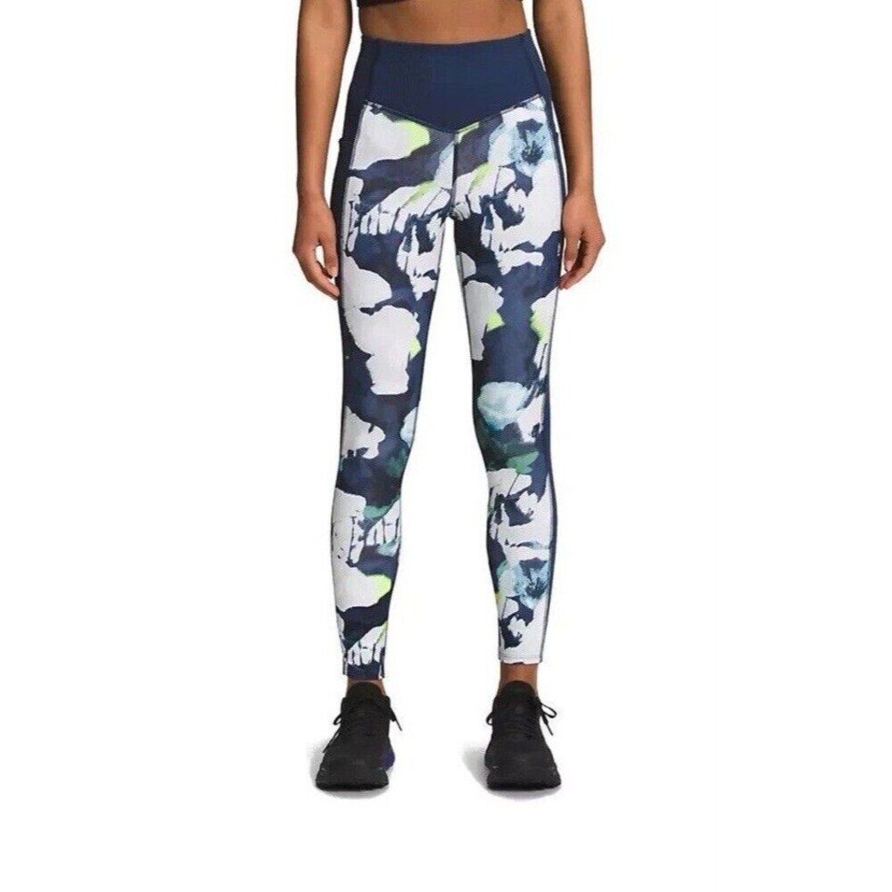 The North Face Dune Sky Pocket Tights Women’s XS  Goblin Blue Print UPF 40+